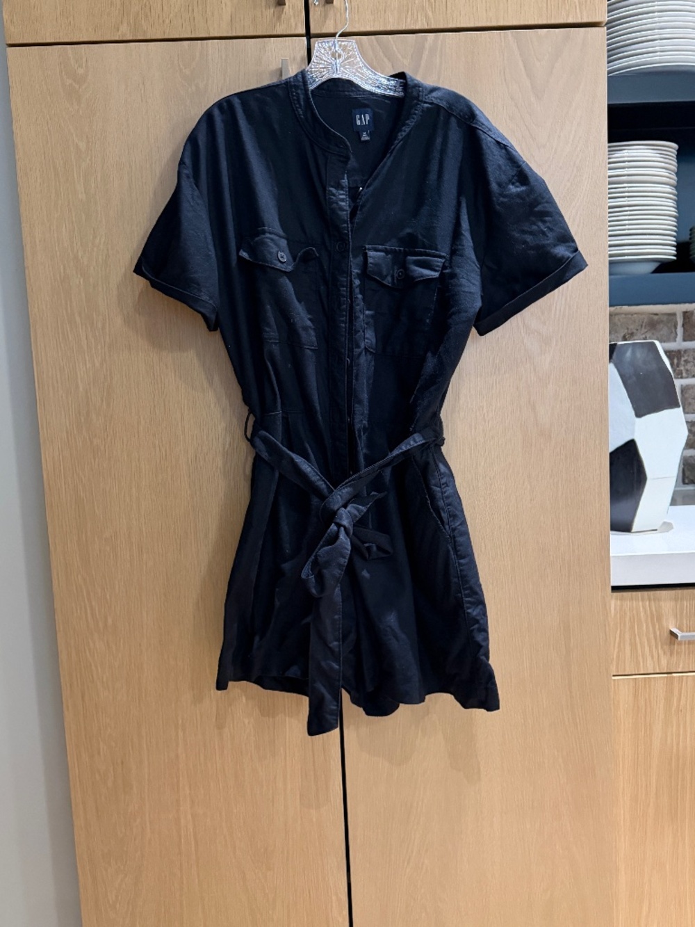 Gap Black Romper/with belt. size MED TALL